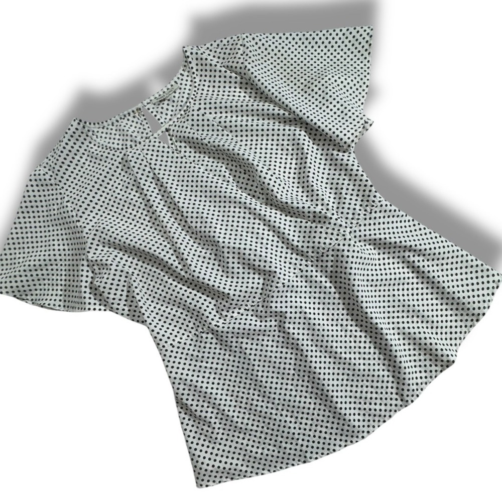 Speed Limit White Black Womans Plus Size 2X Short Sleeve Polka Dot Dressy Blouse